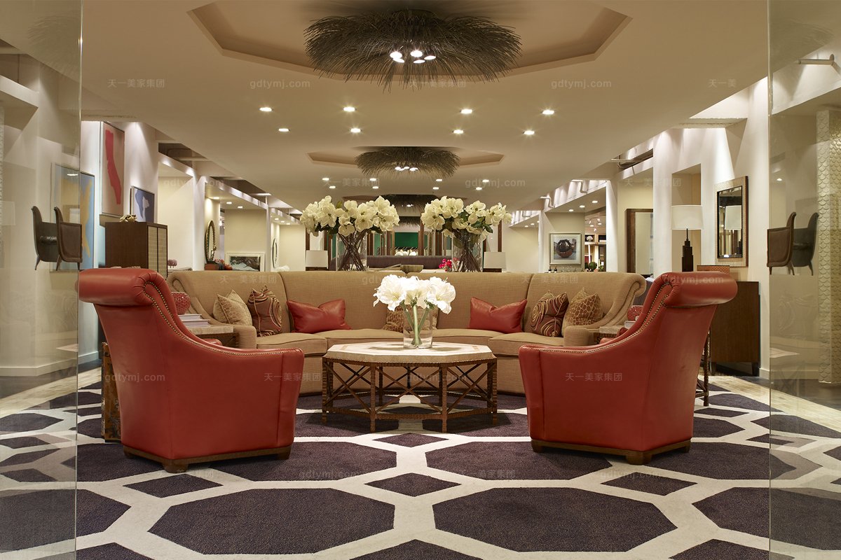 高端品牌美式布藝轉角沙發