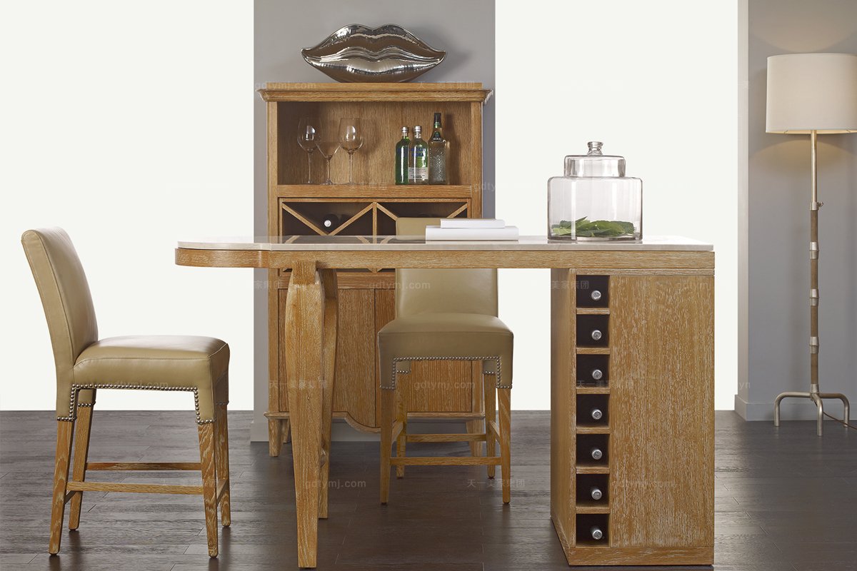 高端品牌美式原木色吧臺