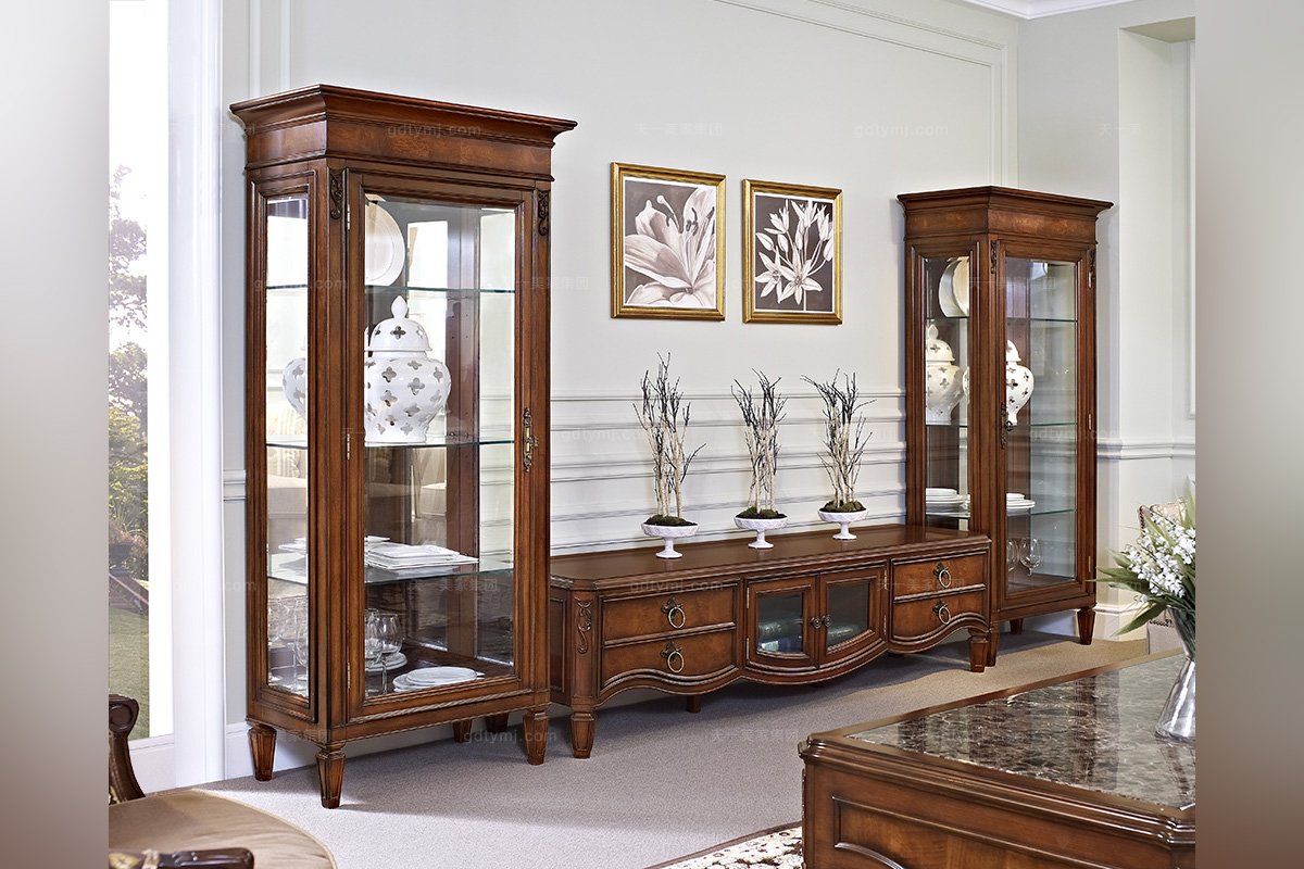 高端品牌實木美式裝飾柜