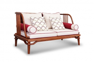 高端會所家具中式實木雙人沙發