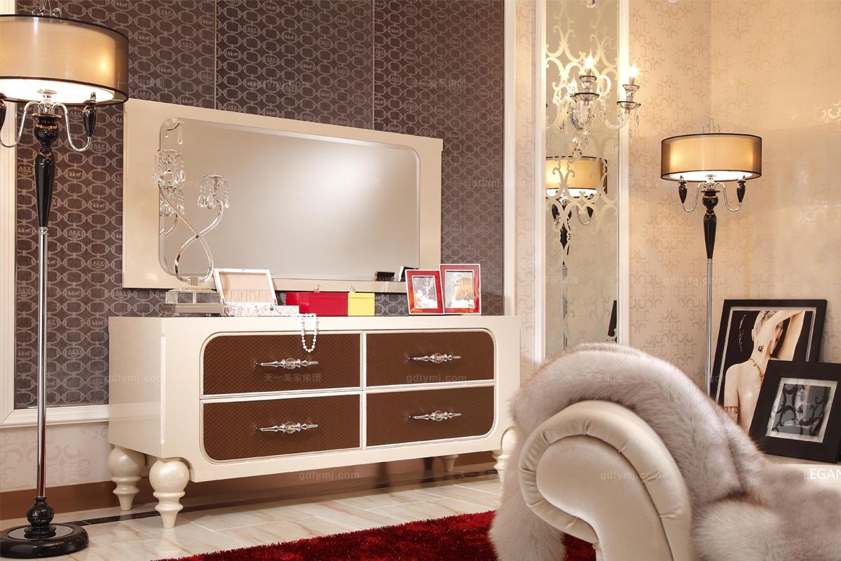 高端別墅后現代白色妝臺