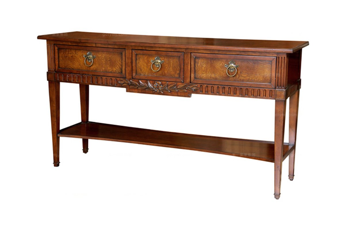 高端實(shí)木家具美式露木色玄關(guān)