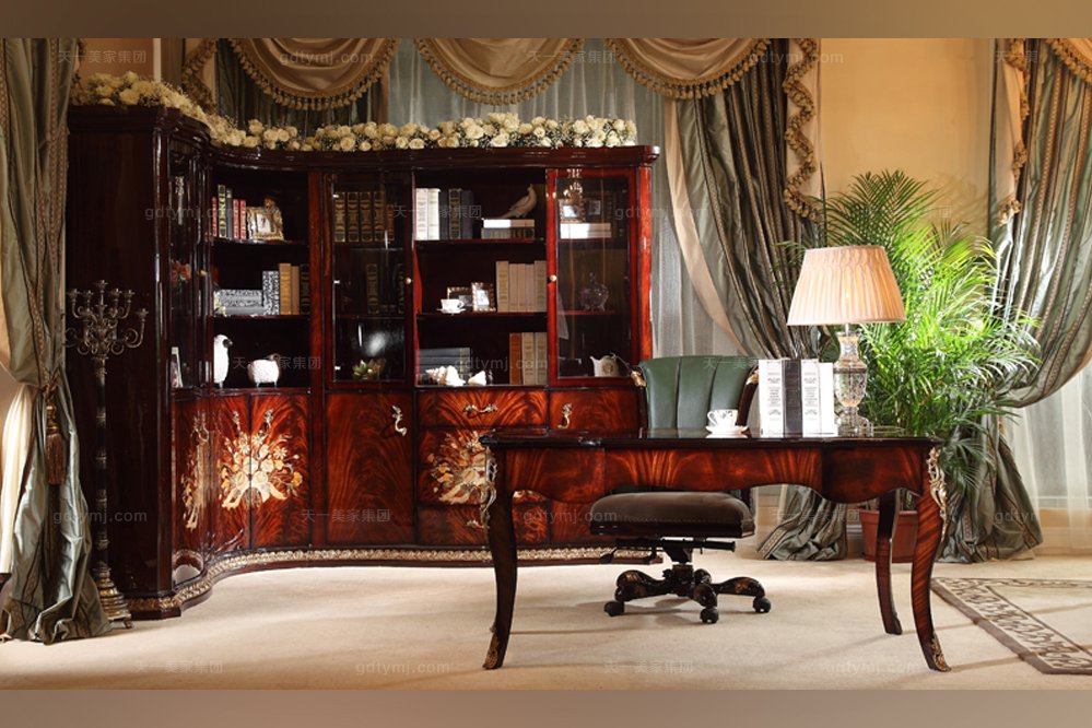 高端奢華新古典轉角書柜