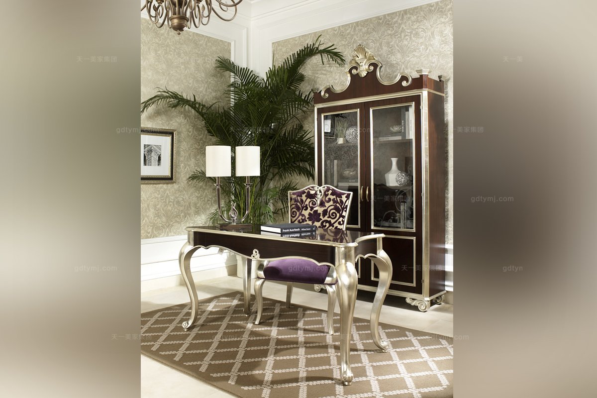 高端簡約新古典實木書桌