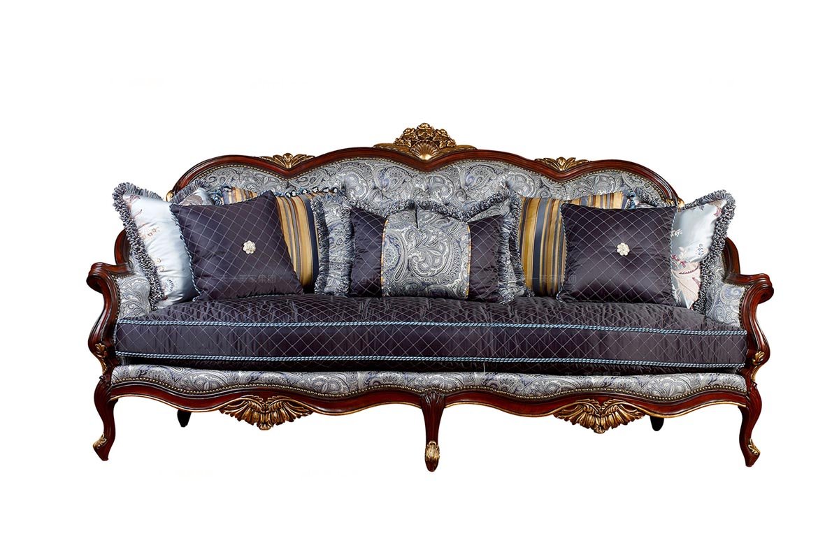 高端美式家具花紋布三位沙發