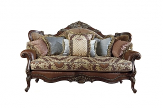 高端別墅實木家具美式二位布藝沙發