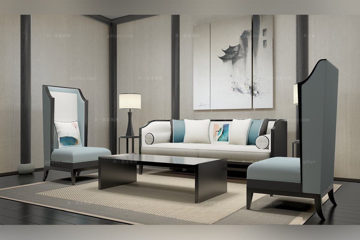 高端新中式廊荷單人沙發