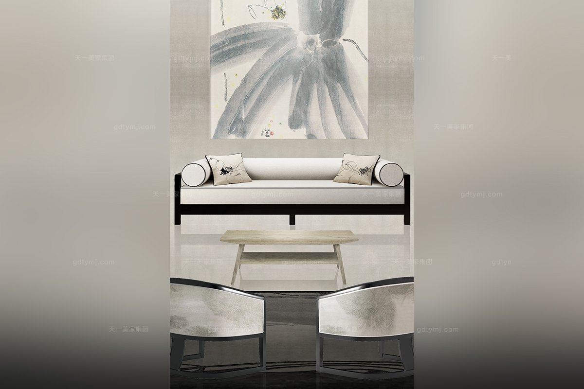 高端新中式荷韻沙發