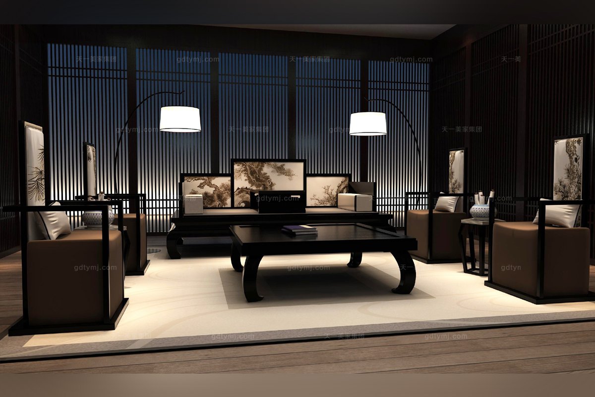 高端新中式壽松單人休閑椅