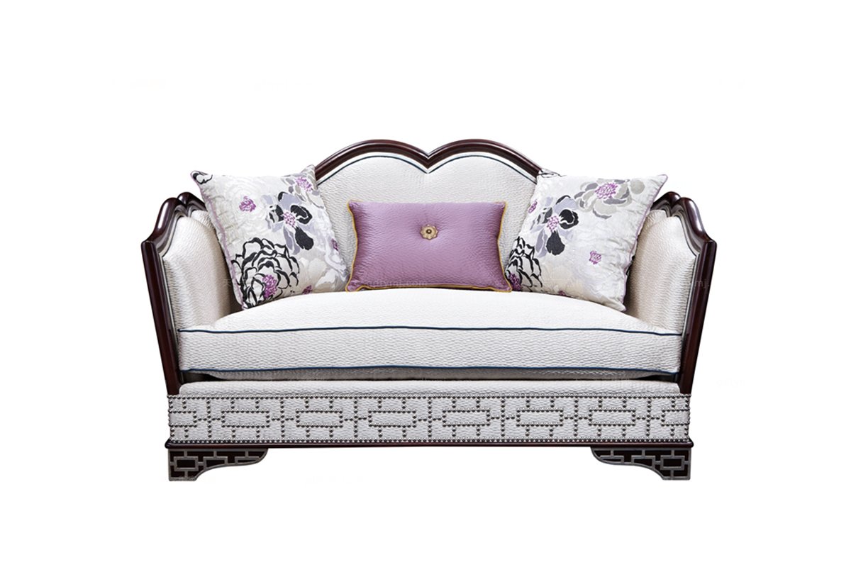 星級酒店家具歐式雕花布藝二人沙發