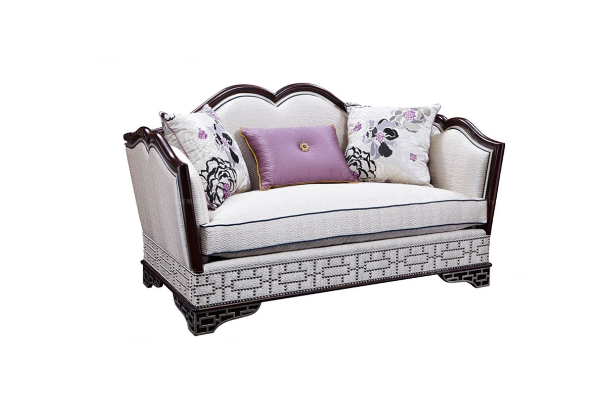 星級酒店家具歐式雕花布藝二人沙發