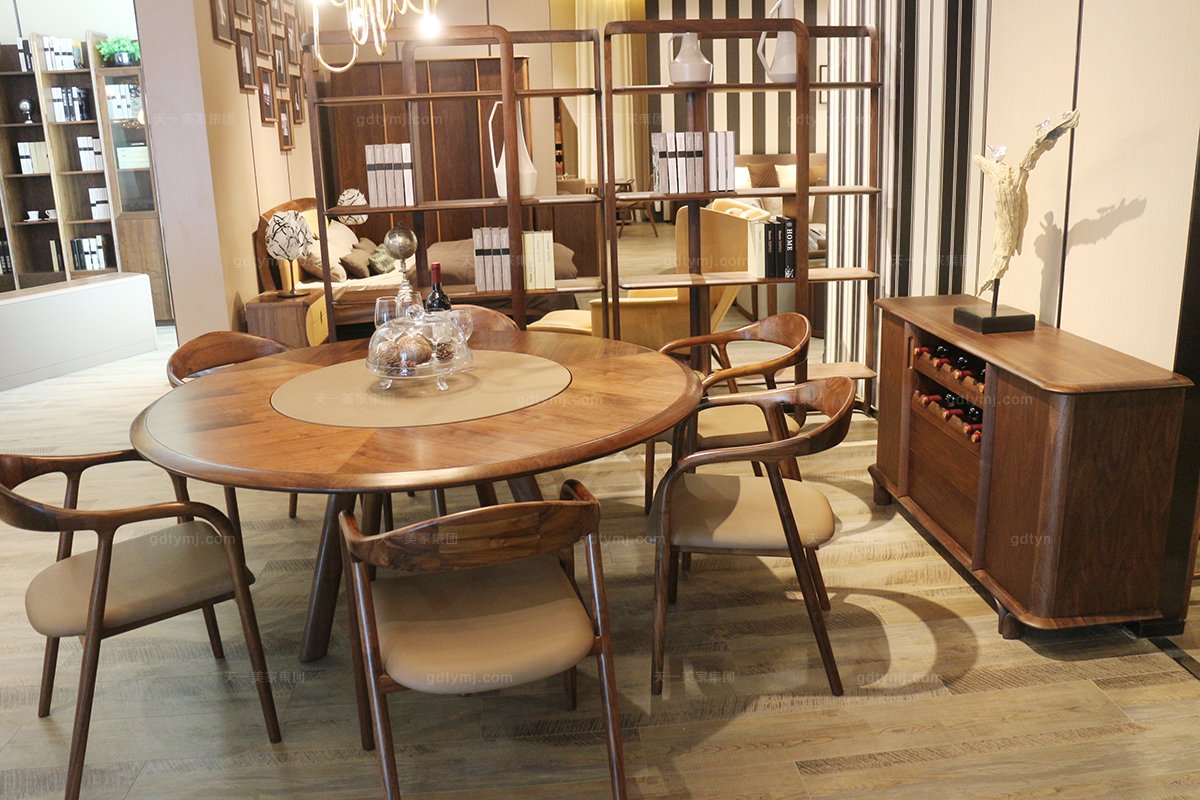 實木高端現代風格家居圓餐桌