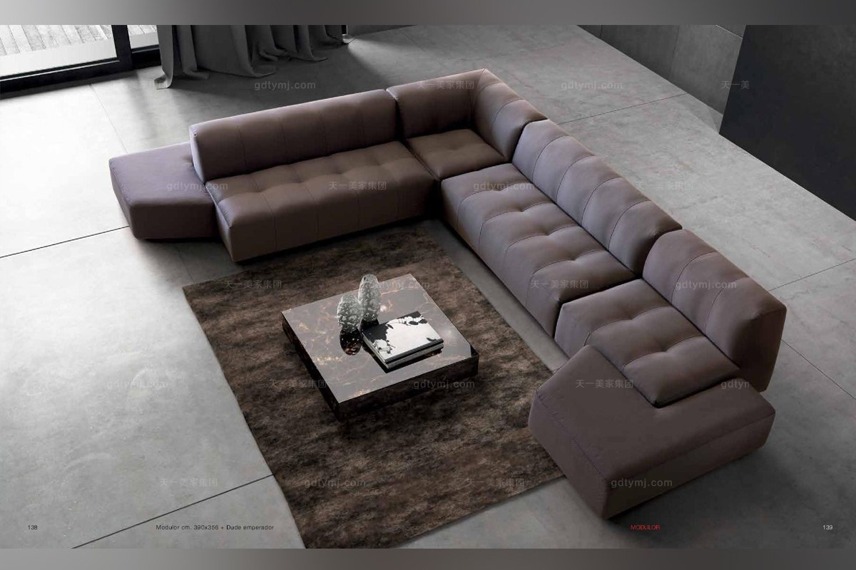 Dema高端時尚簡約現代咖啡色轉角沙發
