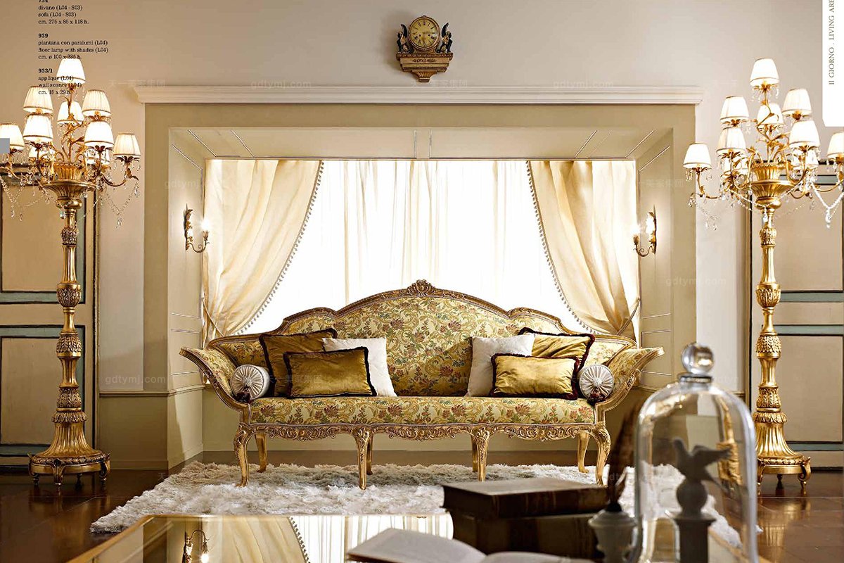 別墅家具Andrea Fanfani高端法式雕刻布藝沙發套組