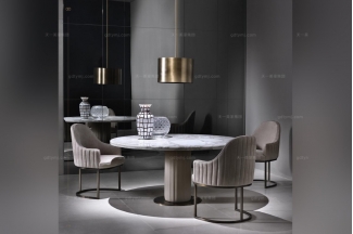 Daytona后現代大理石餐桌+布藝餐椅