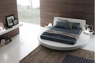 Presotto后現代時尚白色加深海藍圓床