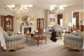  Valderamobili意大利進口法式高端品牌雕刻藍色沙發