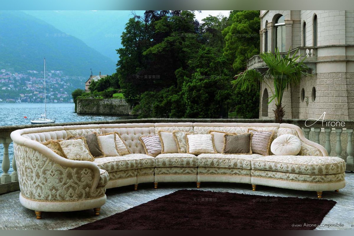 Pigoli 皮溝里花型布藝拉扣實木轉角沙發(fā)客廳系列