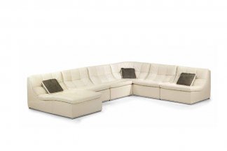 高端時尚現代意大利進口別墅會所白色真皮轉角沙發