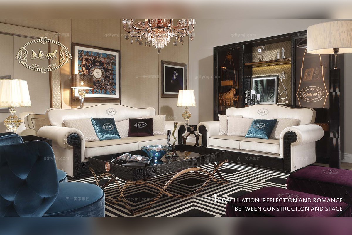 高端別墅會(huì)所樣板房家具品牌后現(xiàn)代白色三位沙發(fā)