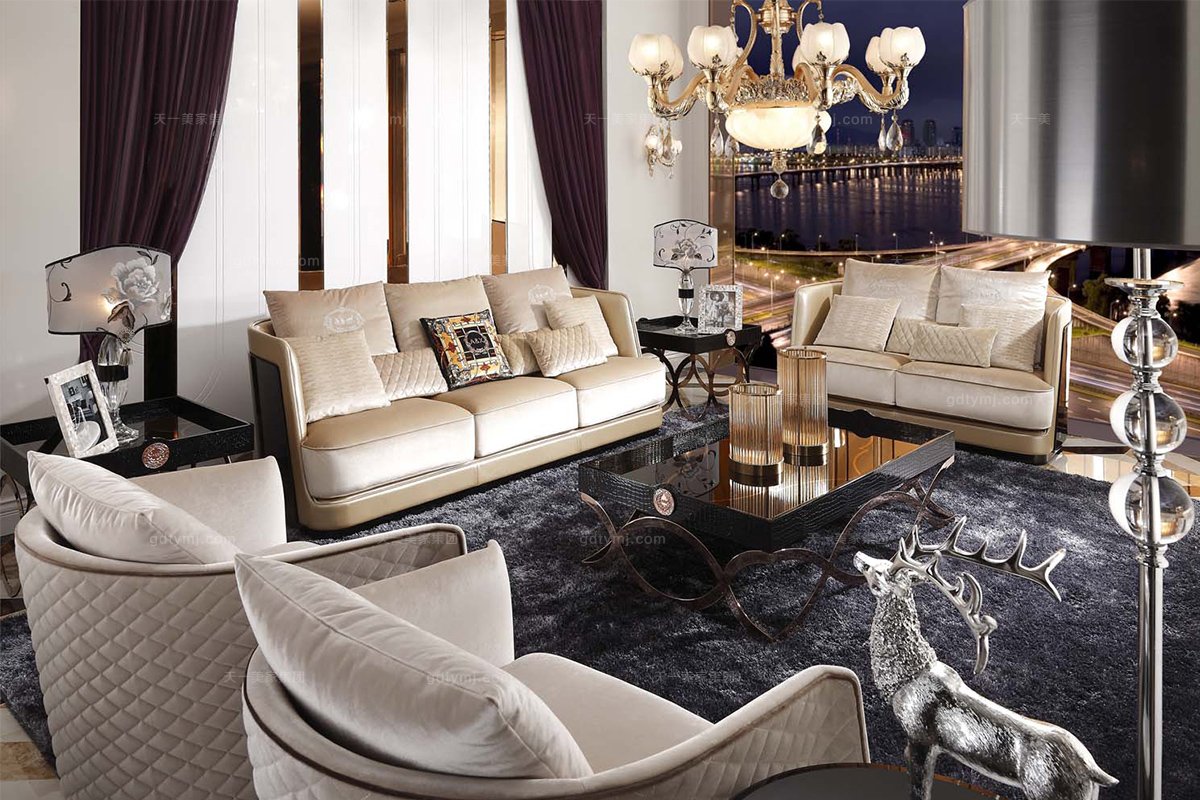 名貴奢華別墅品牌家具后現代布藝二人沙發