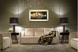 高端會所五星級酒店家具后現代布藝三位沙發