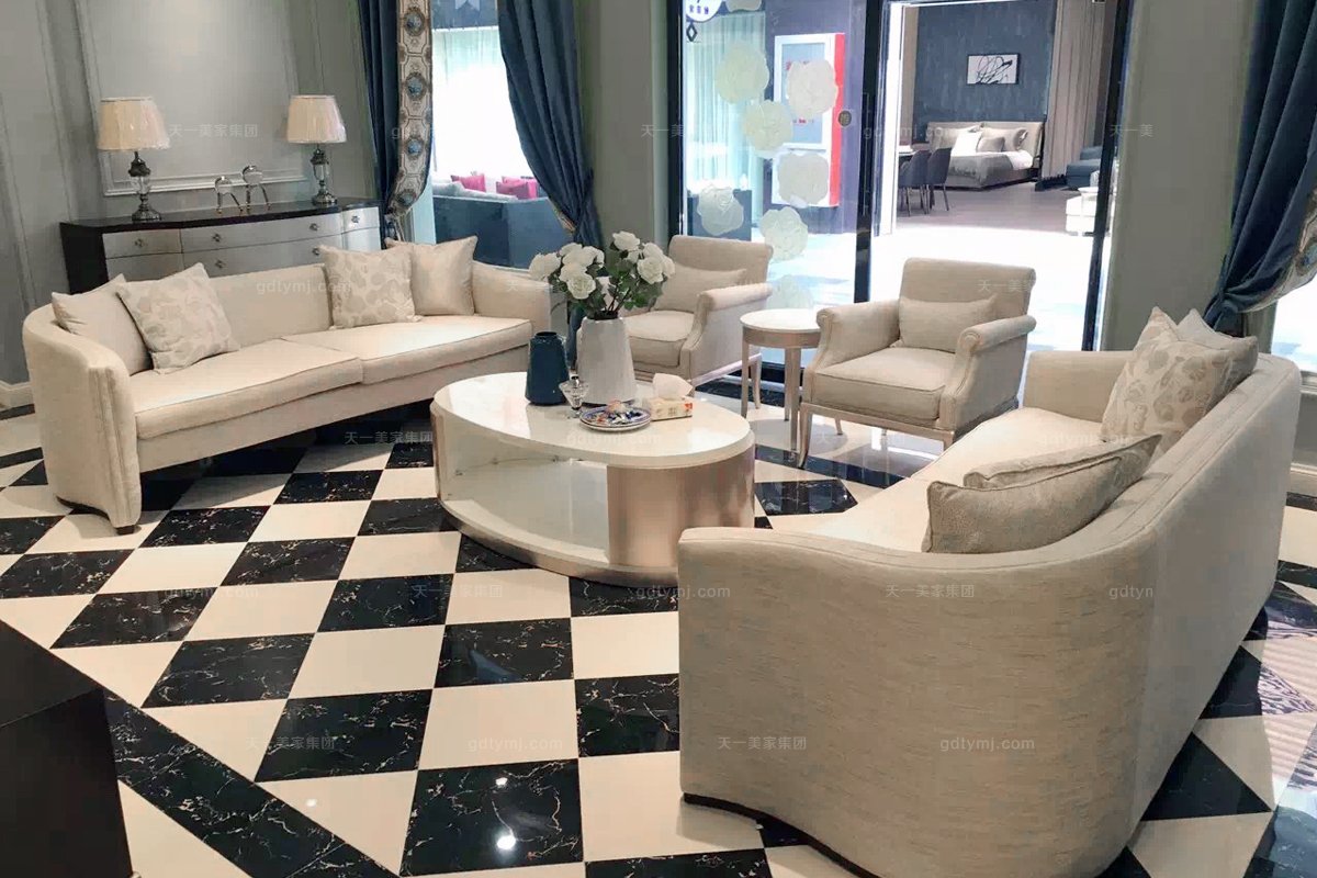 高端會所家具品牌法式咖啡色三人位沙發