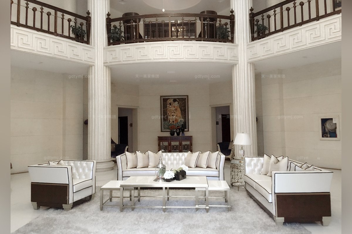 名貴別墅豪宅家具會所家具品牌法式咖啡色三人位沙發單位沙發