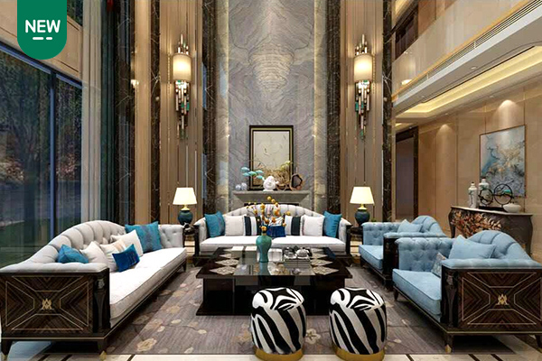 高端現(xiàn)代輕奢沙發(fā)實木客廳沙發(fā) 黑檀木皮拼花真皮沙發(fā)組合1+1+3+4沙發(fā)