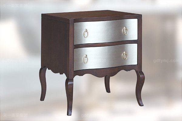 高端簡(jiǎn)約新古典家具臥室銀色大床系列組合床頭柜