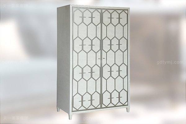 高端簡(jiǎn)約新古典家具臥室銀色大床系列組合兩門衣柜