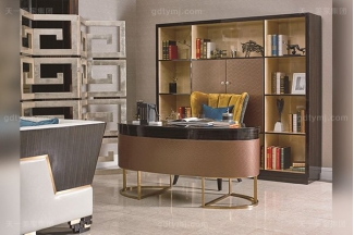 高端豪宅輕奢家具品牌書房后現代輕奢實木家具五金書柜書桌椅組合