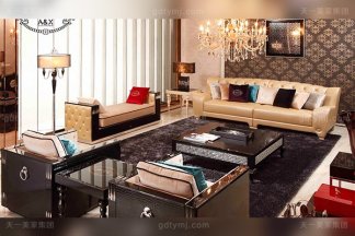 名貴奢華家具后現代輕奢客廳家具黑鱷紋牛角飾面奶茶真皮沙發組合