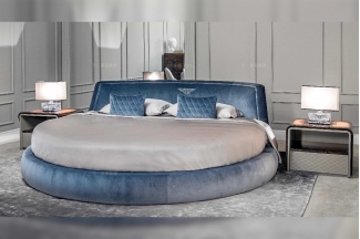 高端奢華奢華品牌家具臥室家具優質絨布藝圓形大床