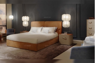 世界名貴奢華豪宅家具品牌賓利后現代風愛馬仕橙大床