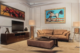 名貴奢華家具品牌輕奢現代客廳棕色布藝軟包沙發組合