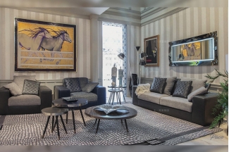 輕奢別墅會所家具品牌客廳辦公黑色真皮二人位沙發組合