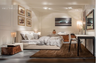 名貴高端輕奢別墅家具品牌臥室現代米白色時尚雙人大床