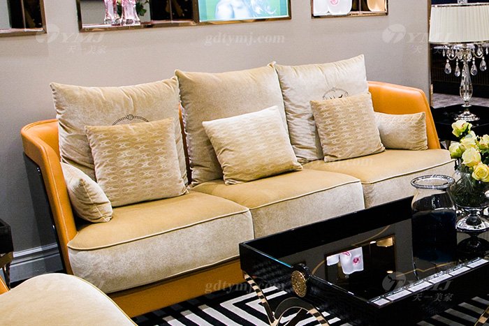 高端大氣豪宅家具別墅輕奢后現代客廳愛馬仕橙真皮沙發組合三位沙發