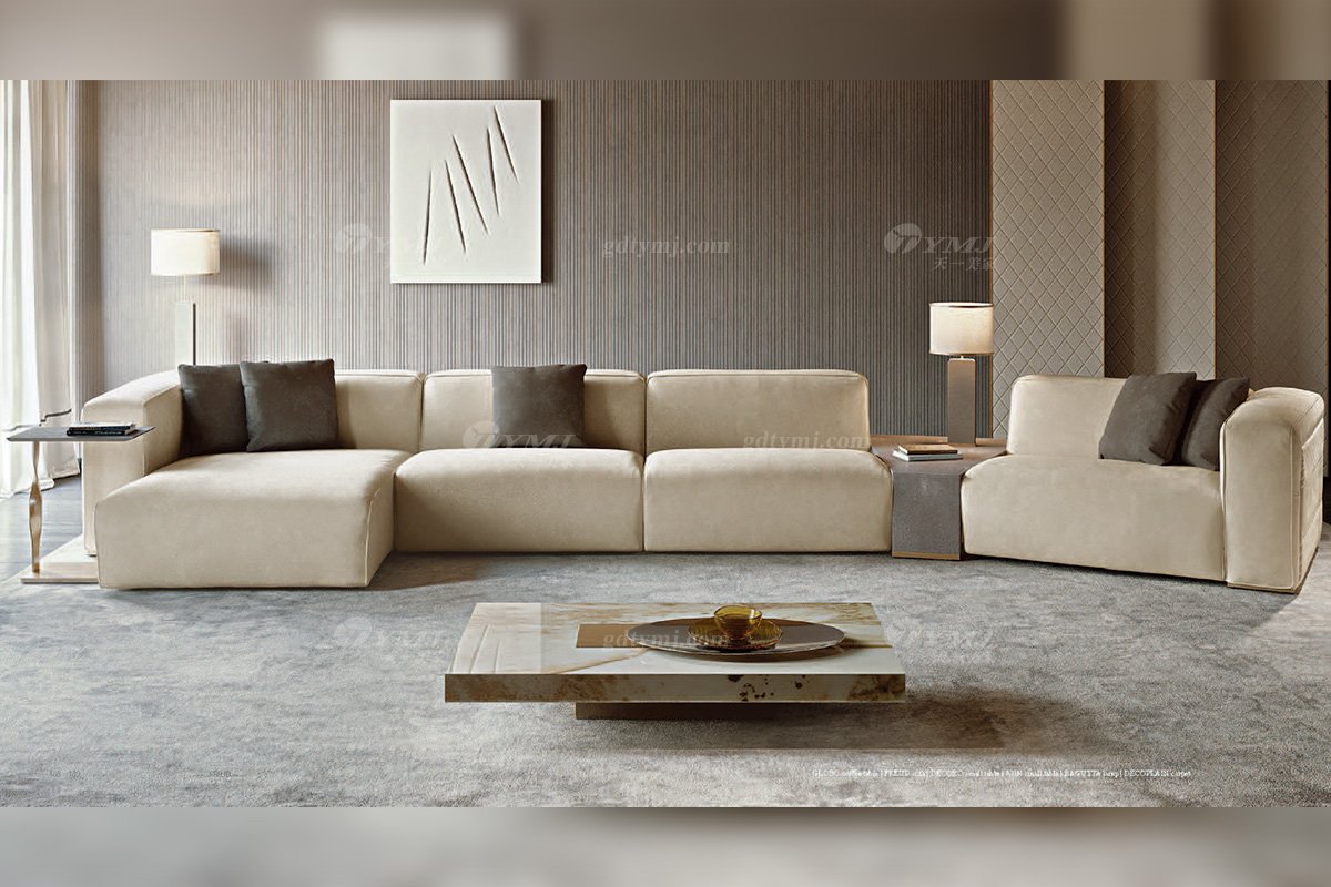 時尚輕奢家具意大利100%純進口別墅家具品牌客廳高彈海棉布藝轉角沙發系列！