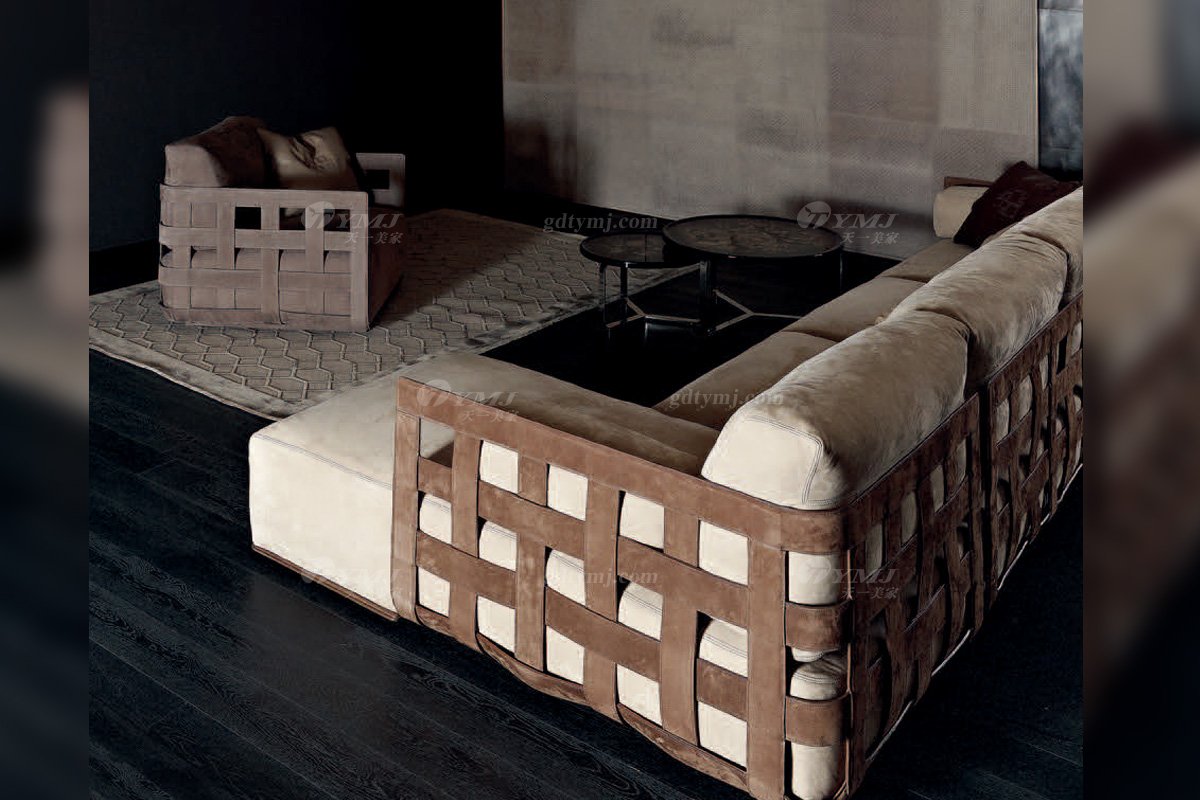 高端意大利純進口家具品牌別墅客廳高彈海棉灰色布藝組合沙發組合沙發1