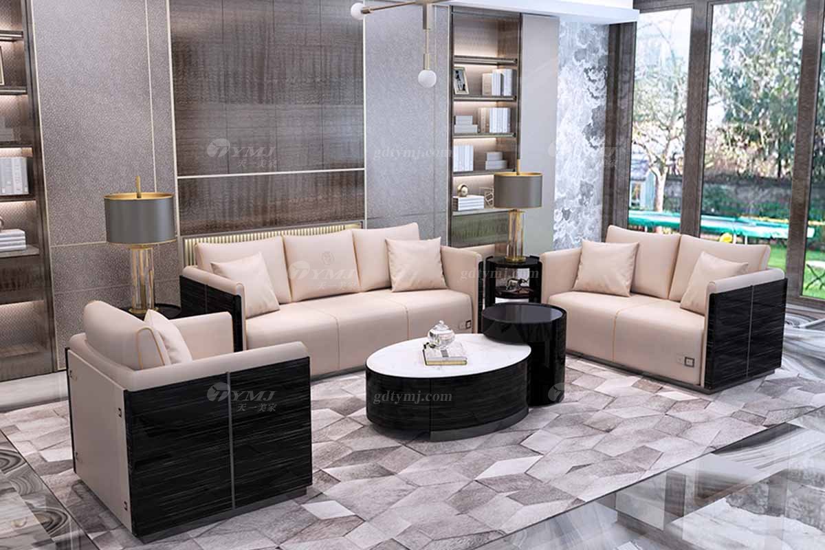 豪華別墅家具奢華會所家具輕奢后現代客廳時尚頭層皮沙發組合系列