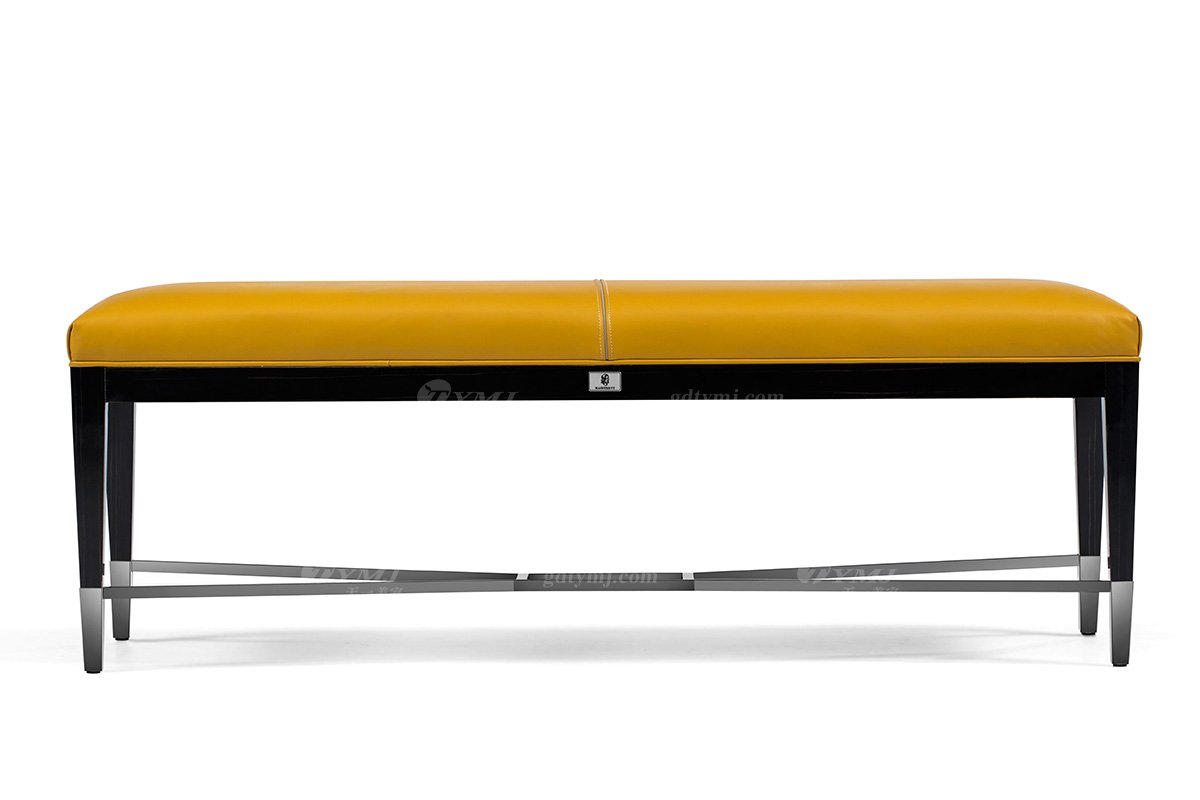 奢華別墅家具時尚奢華樣板間家具輕奢后現代臥室真皮雙人大床系列床尾凳