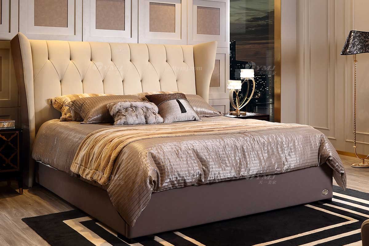 奢華別墅家具品牌高端樣板間家具輕奢后現代臥室大氣頭層真皮雙人大床系列床