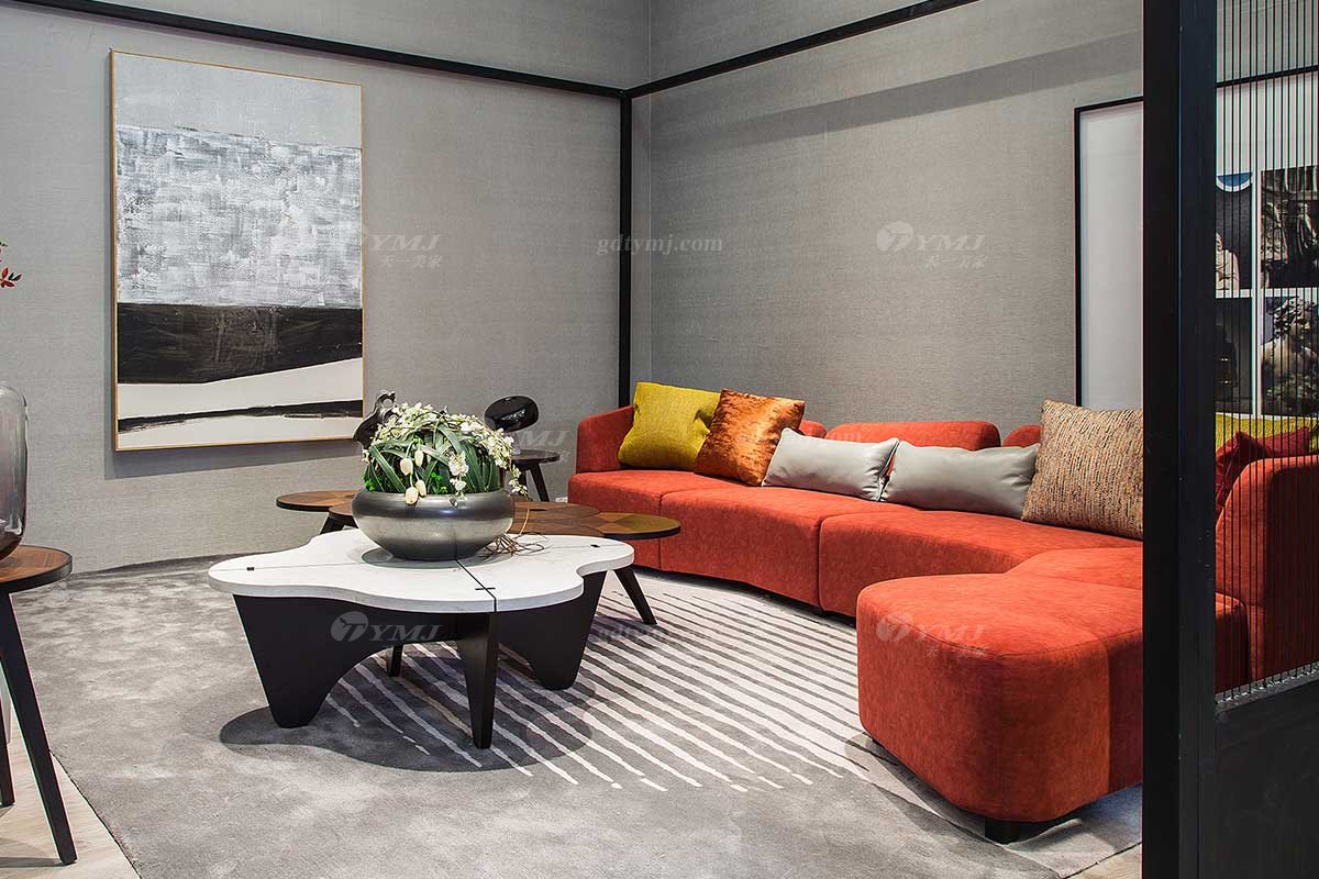 創意別墅會所家具品牌現代極簡北歐客廳家具高彈高密度海綿優質布藝沙發系列