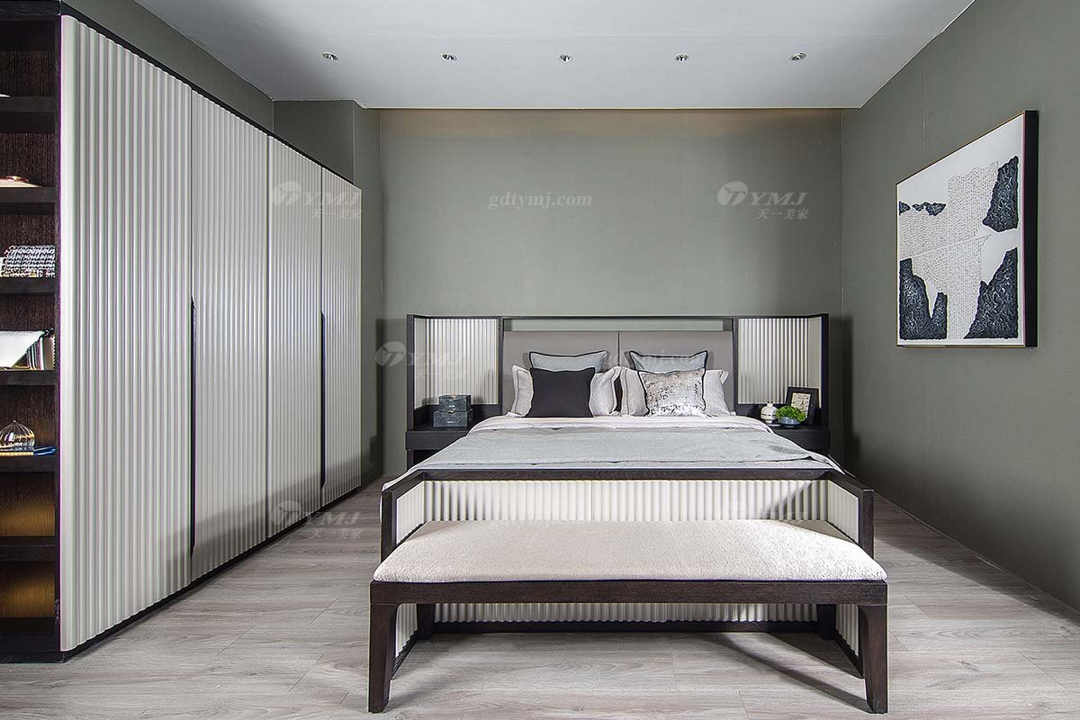 高端別墅會所家具品牌現代極簡北歐臥室家具雙人大床系列