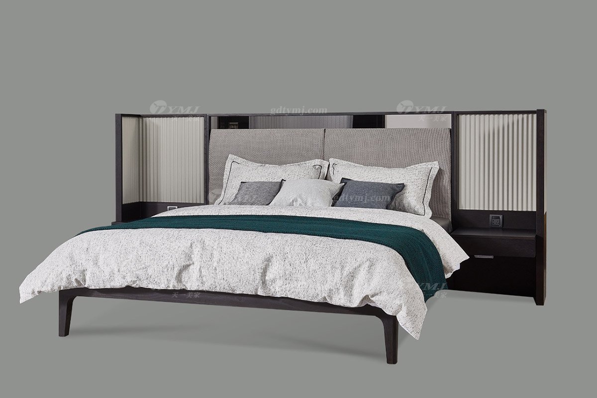 高端別墅會所家具品牌現代極簡北歐臥室家具雙人大床系列大床