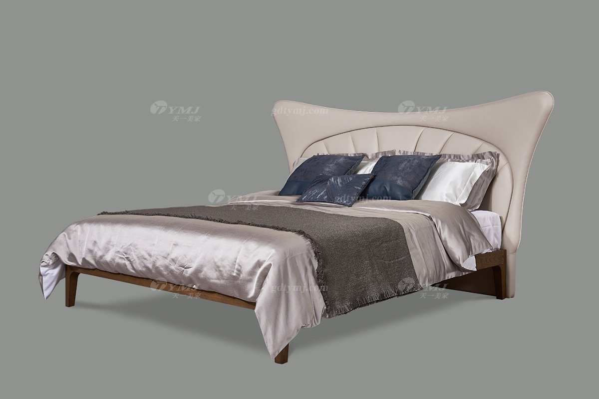 高端別墅會所家具品牌現代極簡北歐創意臥室家具頭層皮雙人床系列雙人床