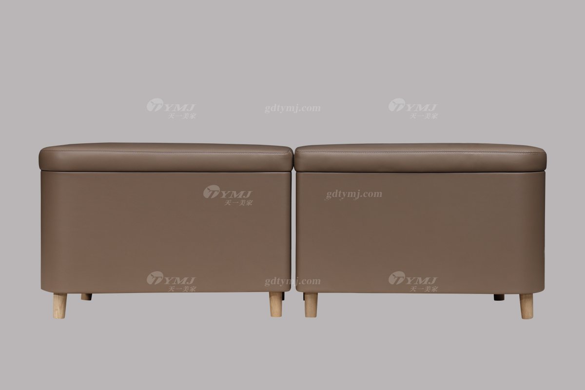 高端別墅會所家具品牌現代極簡北歐創意臥室家具頭層皮雙人床系列床尾凳