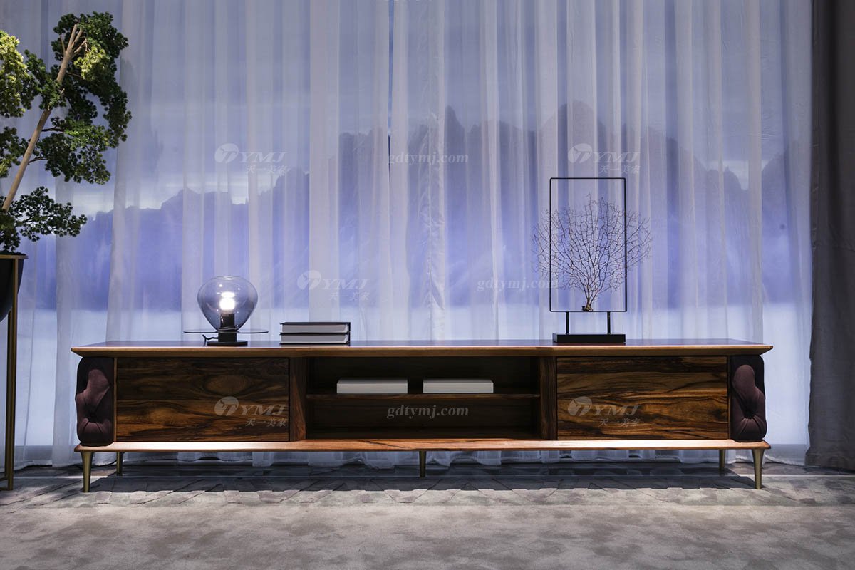 高端豪別墅會所大宅家具品牌輕奢新中式風客廳家具高彈高密度海綿時尚優質布藝沙發系列電視柜